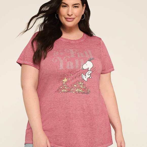 Embellished Peanuts Snoopy It's Fall Yall Graphic jersey soft knit Tee 10/12 NWT - Picture 10 of 11